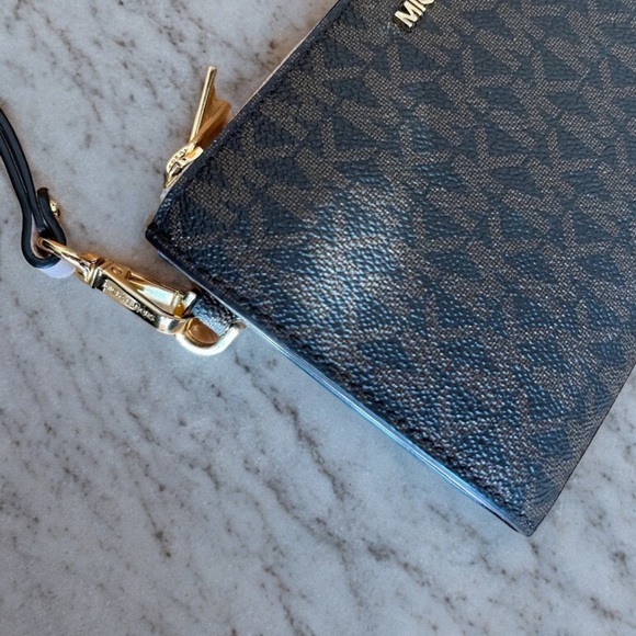 Michael Kors Jet Set Logo Large Double Zip Wristlet Wallet (Brown/Powderblush - Picture 5 of 10